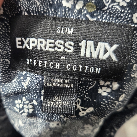 Express 1MX Slim Long Sleeve Floral Button Up Shirt NWT Sz XL - Picture 4 of 7